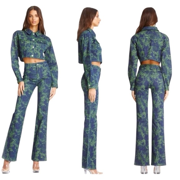 I.AM.GIA | Women’s Sinead Blue Green Tali Tiger Jeans Size Large - Picture 1 of 8